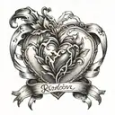 ribbon, broken heart,  halo  tattoo design idea