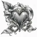 ribbon, broken heart,  halo  tattoo design idea