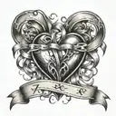 ribbon, broken heart,  halo  tattoo design idea