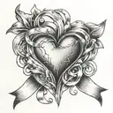 ribbon, broken heart,  halo  tattoo design idea