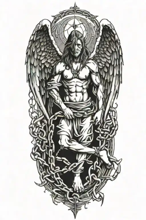 angel chains wrapping upward from ankle tattoo design idea