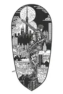 cyberpunk edgerunner katana night city skyline made tattoo design idea