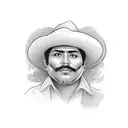 mexican man holding an american  rose tattoo design idea