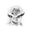 mexican man holding an american  rose tattoo design idea