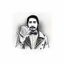 mexican man holding an american  rose tattoo design idea