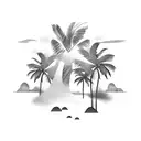waves music 5150 palm trees beach tattoo design idea