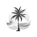 waves music 5150 palm trees beach tattoo design idea