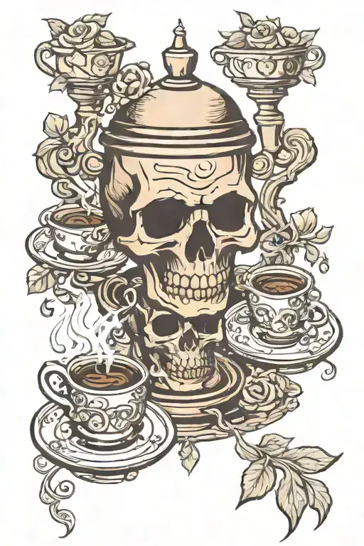 Coffee Moka pot skulls tattoo design idea