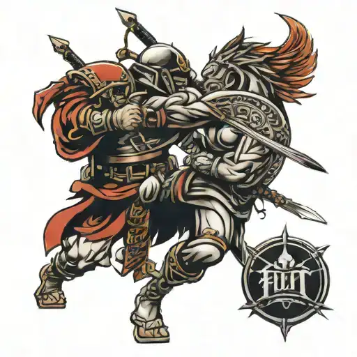 warrior loves fight live tattoo design idea