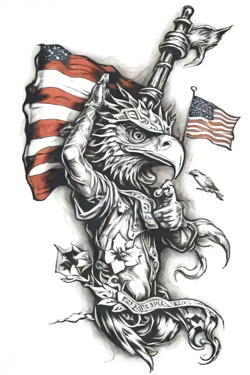 patriotic arm sleeve tattoo design idea