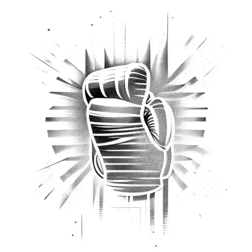 A boxing glove punching through a wall of musical soundwaves tattoo design idea
