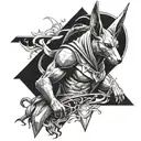 triangle space singularity Anubis  hell fire  tattoo design idea
