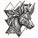triangle space singularity Anubis  hell fire  tattoo design idea
