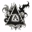 triangle space  hell fire  tattoo design idea