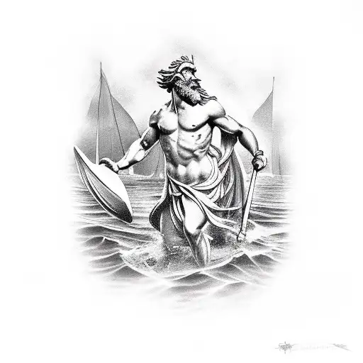 mythical odysseus fighting the sirens tattoo design idea