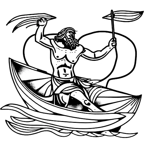 mythical odysseus fighting the sirens in the ship tattoo design idea
