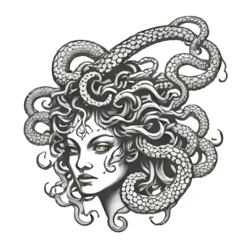 Medusa gorgona face with snakes tattoo design idea