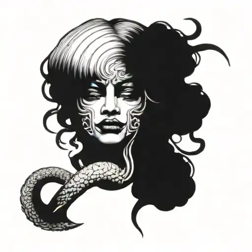 Medusa gorgona face with snakes tattoo design idea