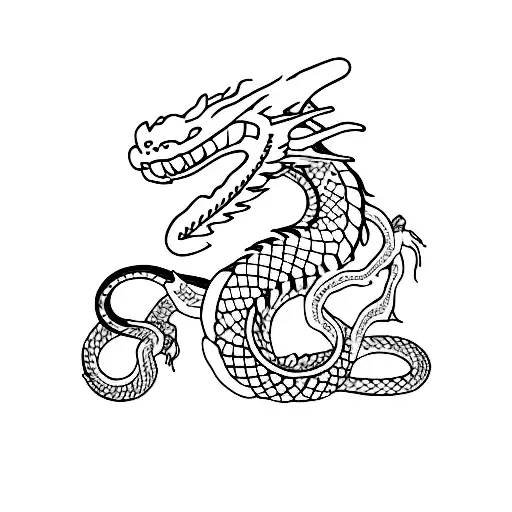 Dragon and snake tattoo design idea