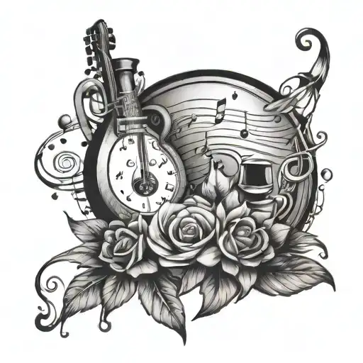 A tattoo combining the scents of different perfumes with musical notes forming a melody tattoo design idea