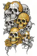 7 skulls in honeycomb pattern tattoo design idea
