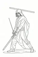 anakin lightsaber and darth vader lightsaber not ignited in a comic book panel tattoo design idea