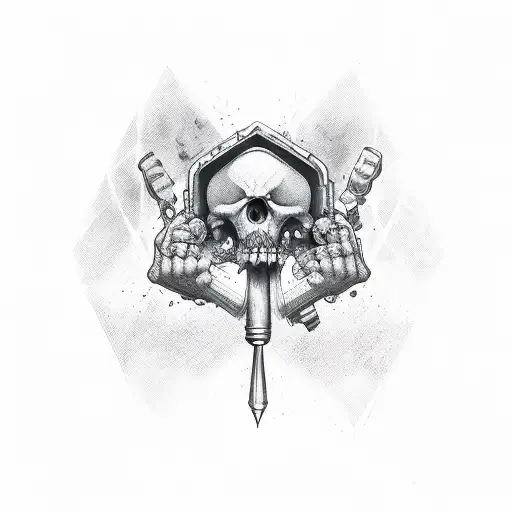 hand of the death and dices tattoo design idea