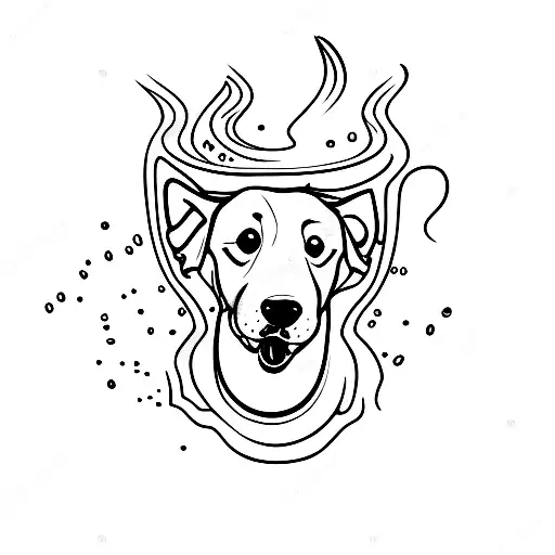 A dog diving into a pool of coffee tattoo design idea