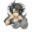 sasuke eyes with small lit around  tattoo design idea