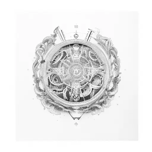 An open book with Roman numerals and musical symbols floating out of it tattoo design idea