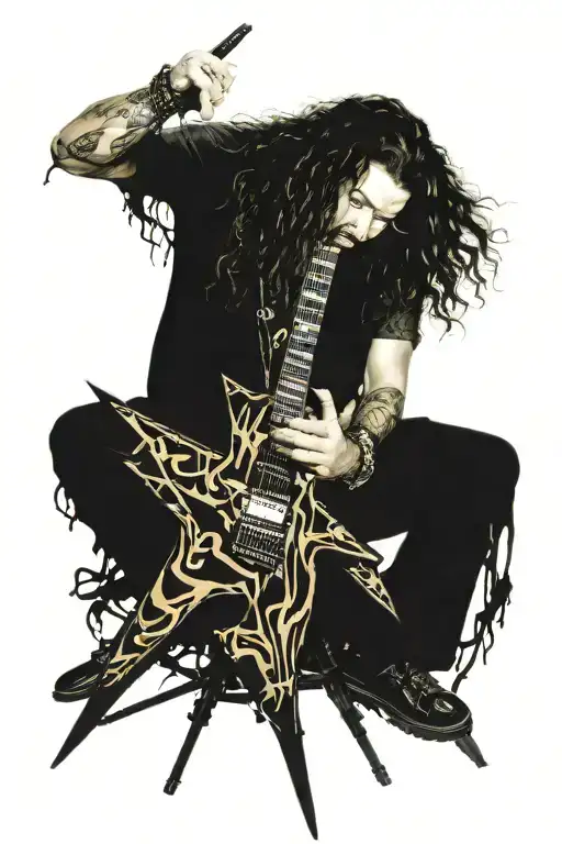 Dimebag darrel playing his dean ml tattoo design idea