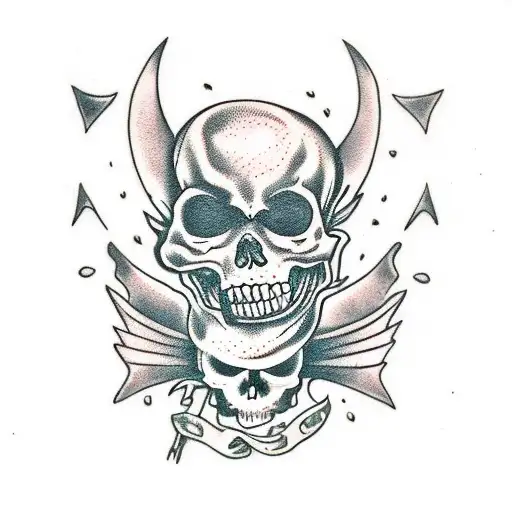 scull cat, dark, creepy  tattoo design idea