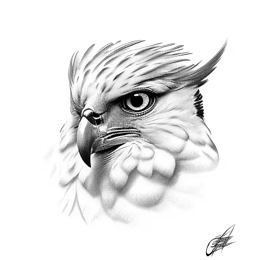 Gretsch White Falcon bird logo with shading tattoo design idea