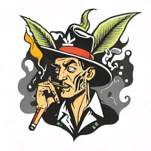 drippy playboy smoking joint tattoo design idea