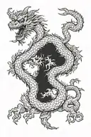 lebanese cedar tree with chinese dragon wrapped around it  tattoo design idea