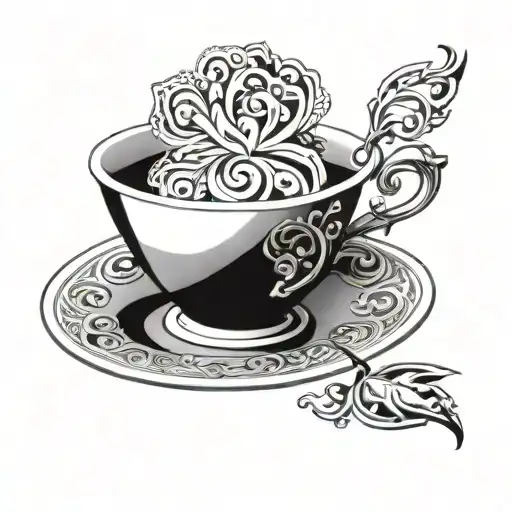 Italian espresso cup and saucer tattoo design idea