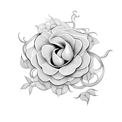 clamatis flower with vines wrapping around, minimal tattoo design idea