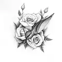 Hummingbird with bible verse and roses tattoo design idea