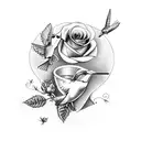 Hummingbird with bible verse and roses tattoo design idea