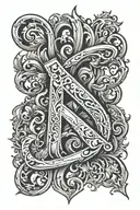 gothic letter S M V tattoo design idea