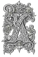 gothic letter S M V tattoo design idea