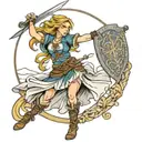 sword and shield maiden dancing tattoo design idea