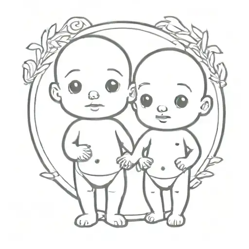 kewpie doll brothers standing tattoo design idea