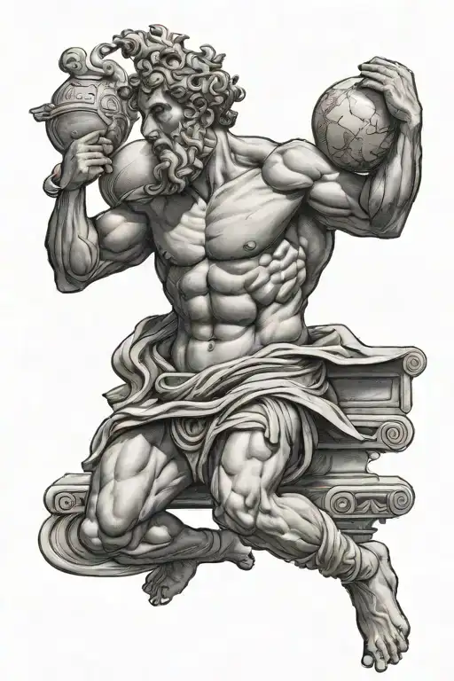 greek god atlas holding tattoo design idea