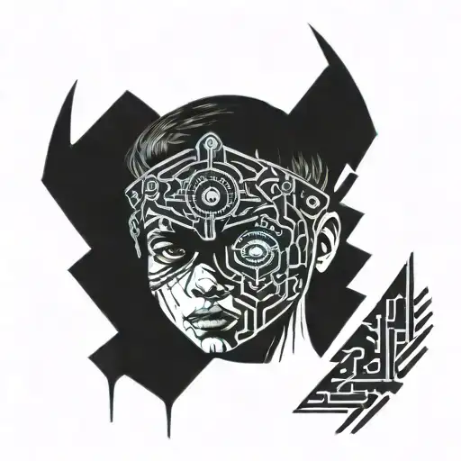 boy kid with blindfold with tear drop under the blindfold represent of broken family  tattoo design idea