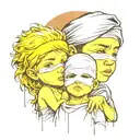Children with blindfold with tear drop under the blindfold represent of broken family  tattoo design idea