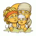 Children with blindfold with tear drop under the blindfold represent of broken family  tattoo design idea