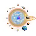  solar system, the universe, the ocean, shifting realities, astrology, libra, water, fire, earth, air all split into sec tattoo design idea