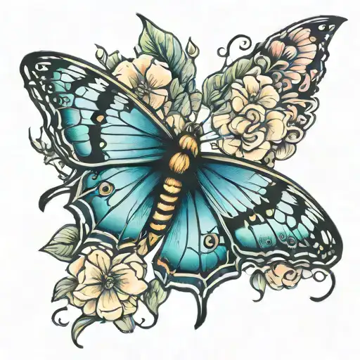 caterpillar to butterfly tattoo design idea