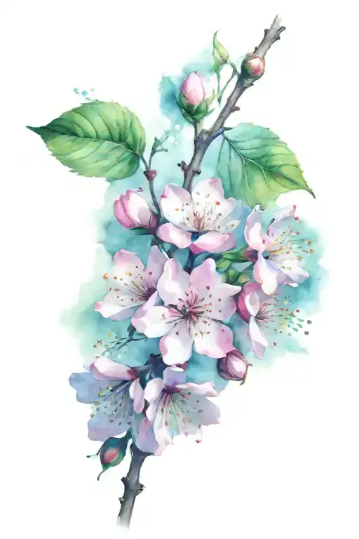 realistic cherry blossom with 11:11:11 tattoo design idea